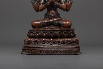 Oxidized Chenrezig Statue: Sacred Art for Peace