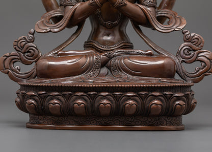 Oxidized Chenrezig Statue | Handmade Symbol of Protection