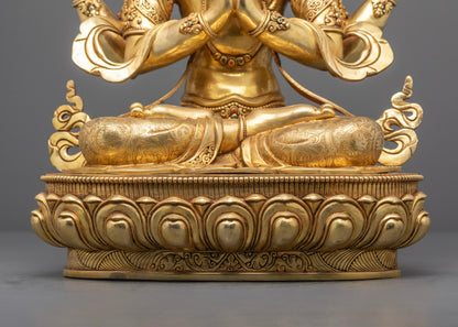 Chenrezig Deity Statue | Nepal Hand-Carved Avalokiteshvara
