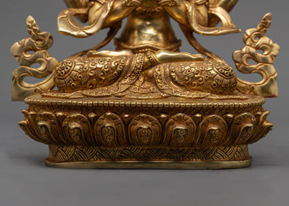 Avalokiteshvara (Chenrezig) Statue | Traditional 24k Gold Fire-Gilded