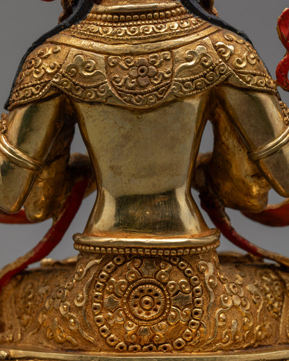 Avalokiteshvara (Chenrezig) Statue | Traditional 24k Gold Fire-Gilded