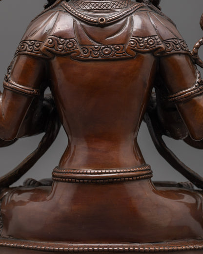 Oxidized Chenrezig Statue | Handmade Symbol of Protection