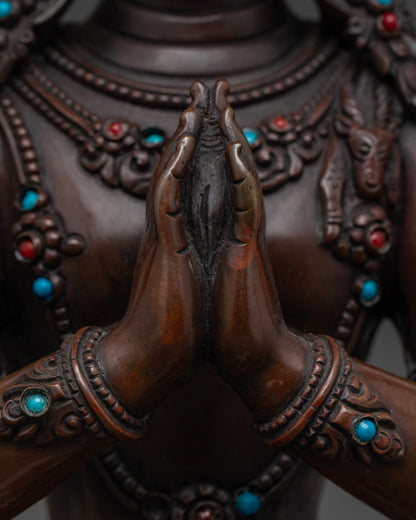 Oxidized Chenrezig Statue: Sacred Art for Peace