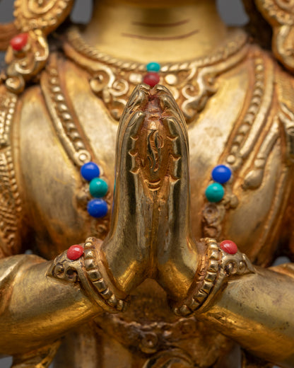Hand-carved Chenrezig Statue | Handmade Tibetan Statue