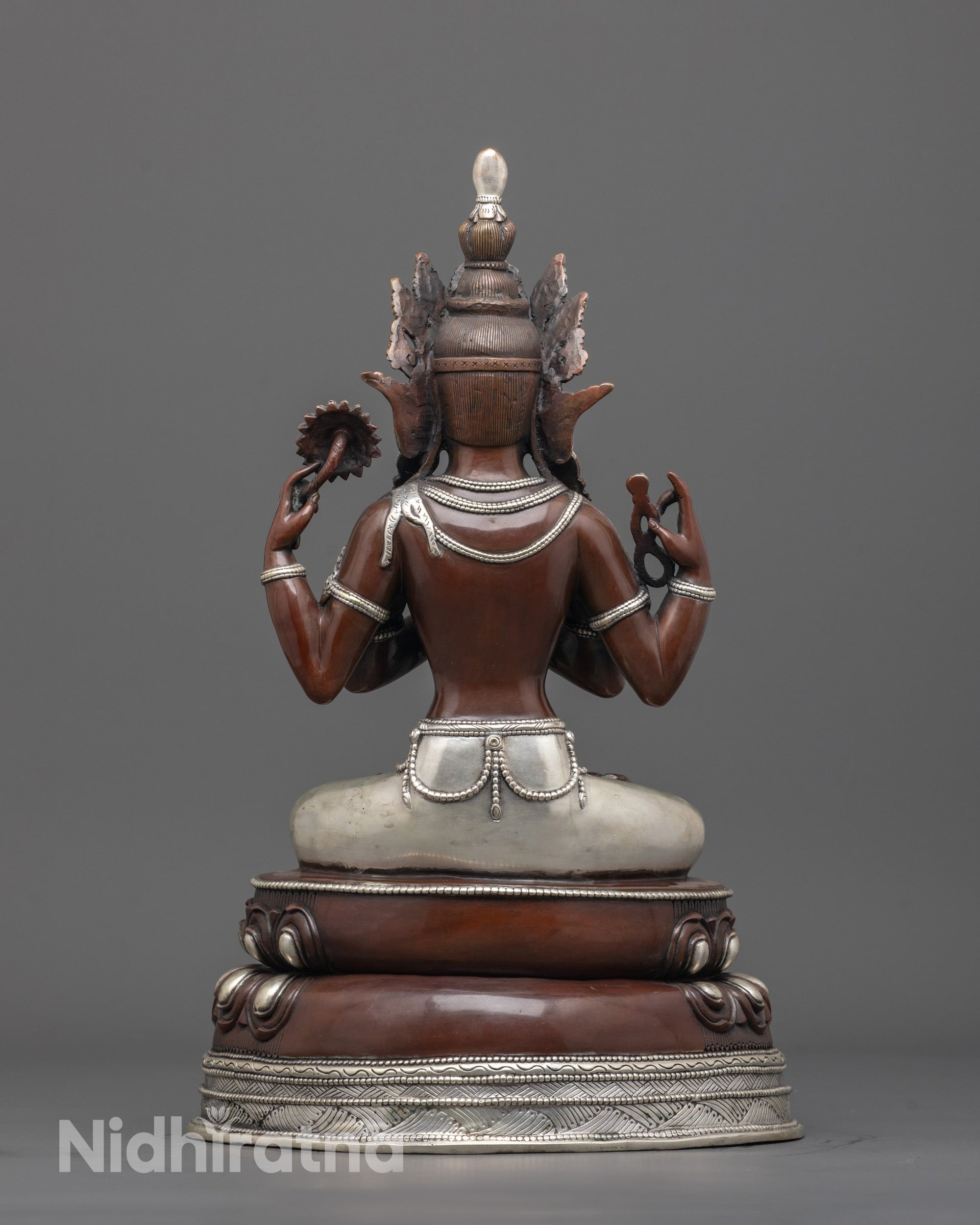 Buddhist Oxidized Chenrezig Statue | Compassionate Bodhisattva Idol