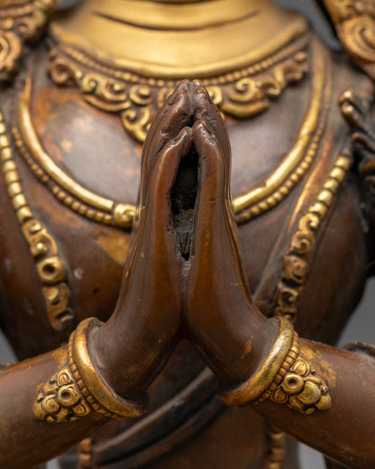 Authentic Oxidized Chenrezig Statue | Himalayan Buddhist Art