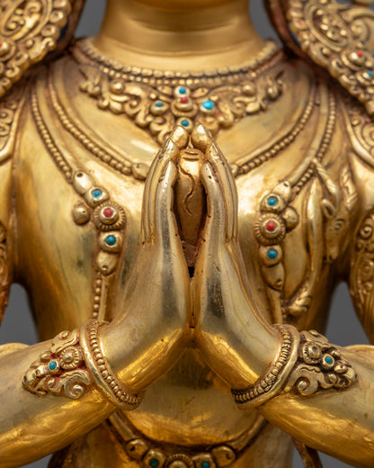 Chenrezig Deity Statue | Nepal Hand-Carved Avalokiteshvara