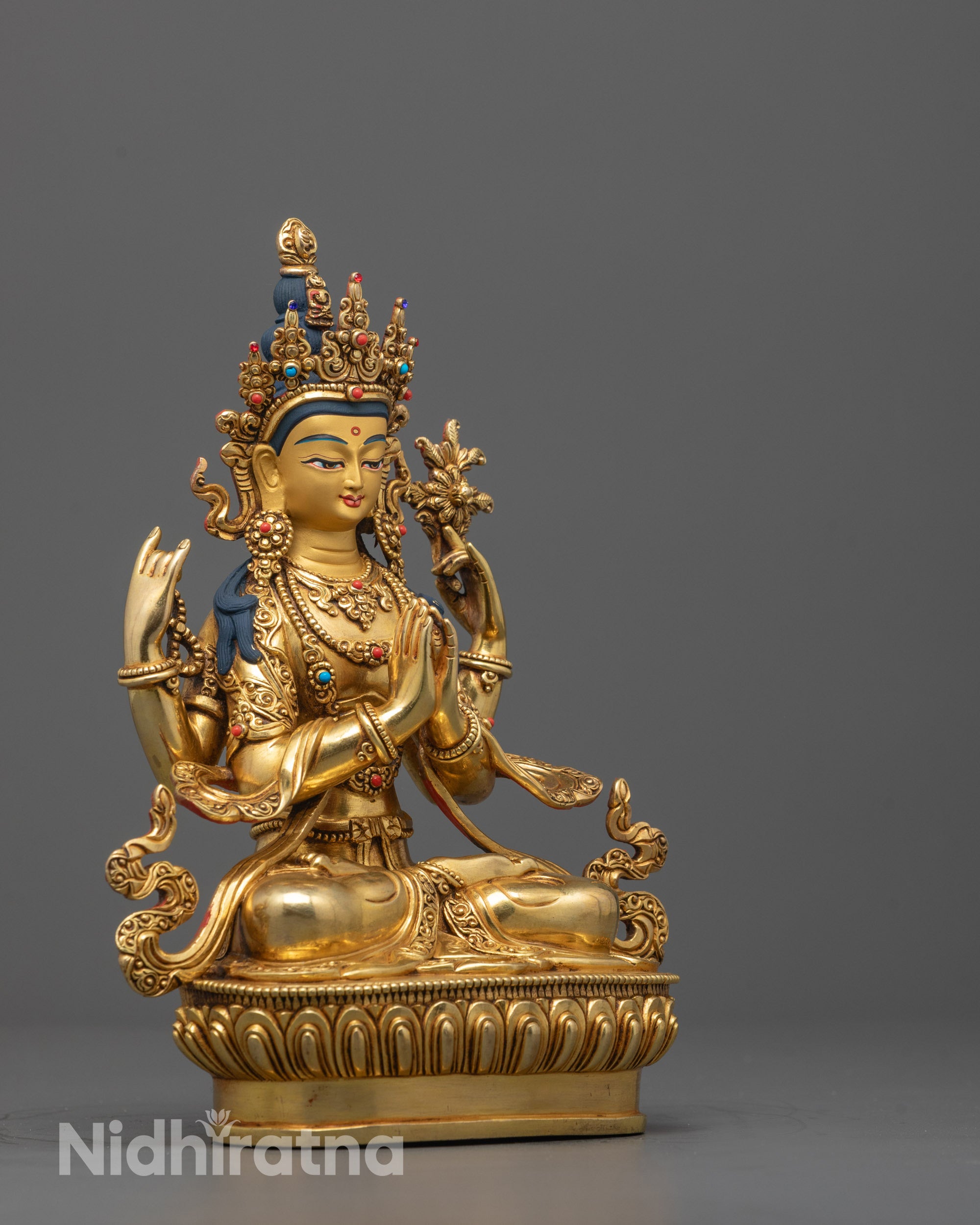 Chenrezig Statue | Handcrafted Copper Sculpture with Fine Detail