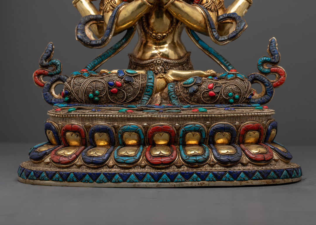 Tibetan Chenrezig Statue | 4-Armed Avalokiteshvara Figure