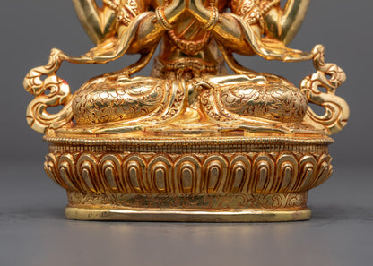 Authentic Tibetan Chenrezig Sculpture | Premium Copper Body
