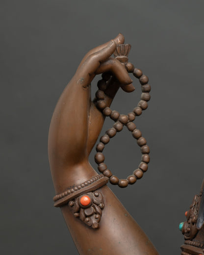 Large-Sized Chenrezig Oxidized Statue | Tibetan Buddhist Artwork