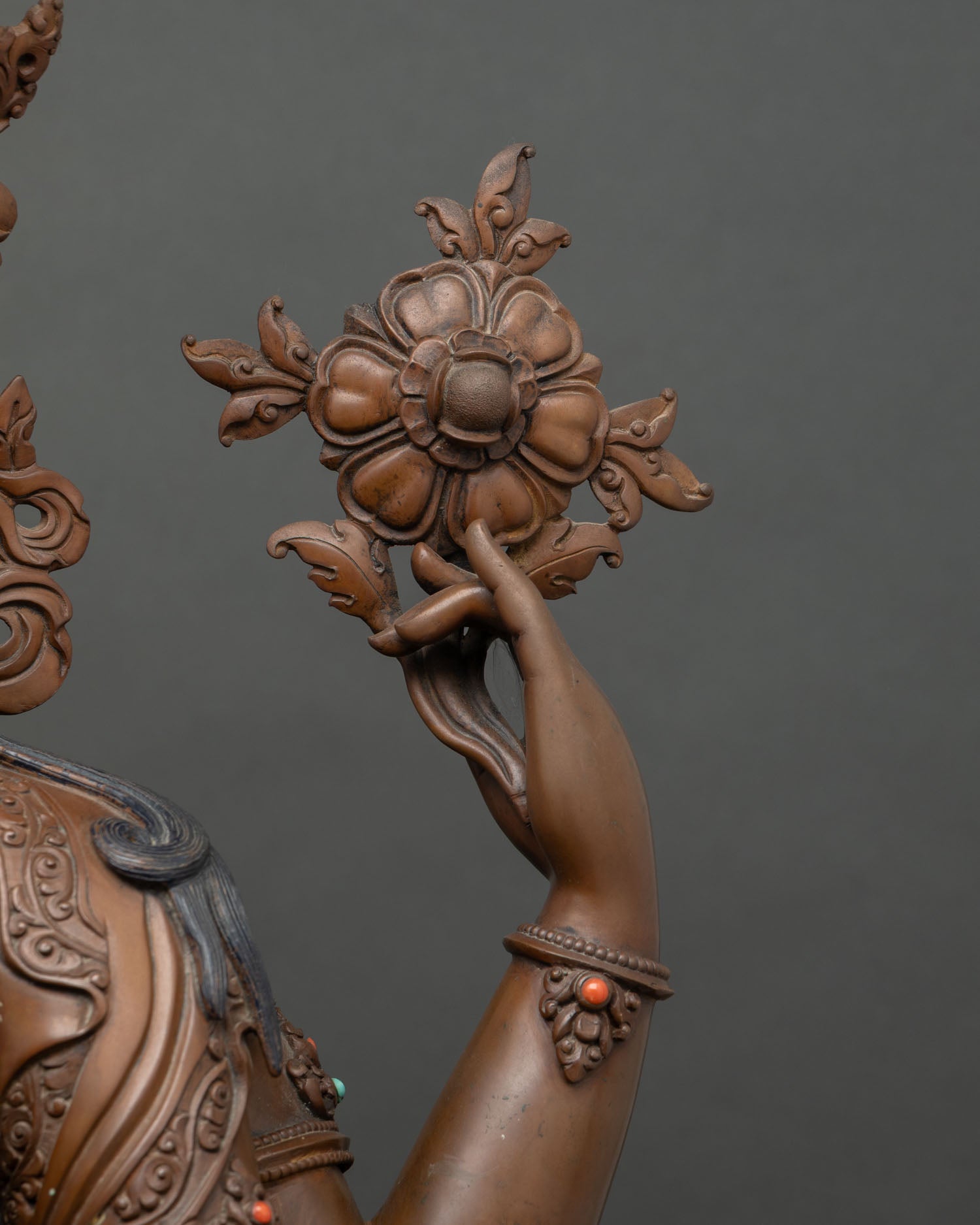 Large-Sized Chenrezig Oxidized Statue | Tibetan Buddhist Artwork