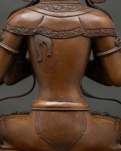 Large-Sized Chenrezig Oxidized Statue | Tibetan Buddhist Artwork