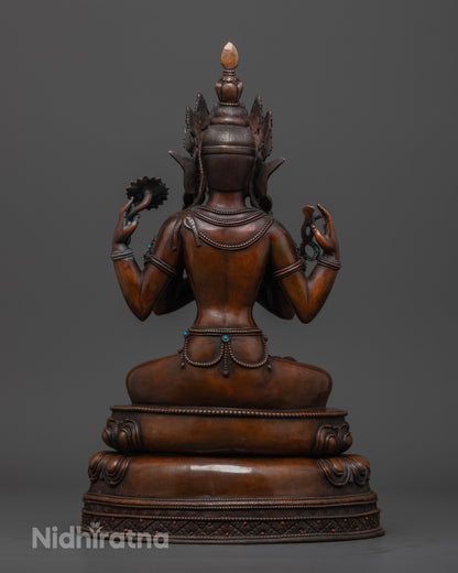 Oxidized Chenrezig Statue: Sacred Art for Peace