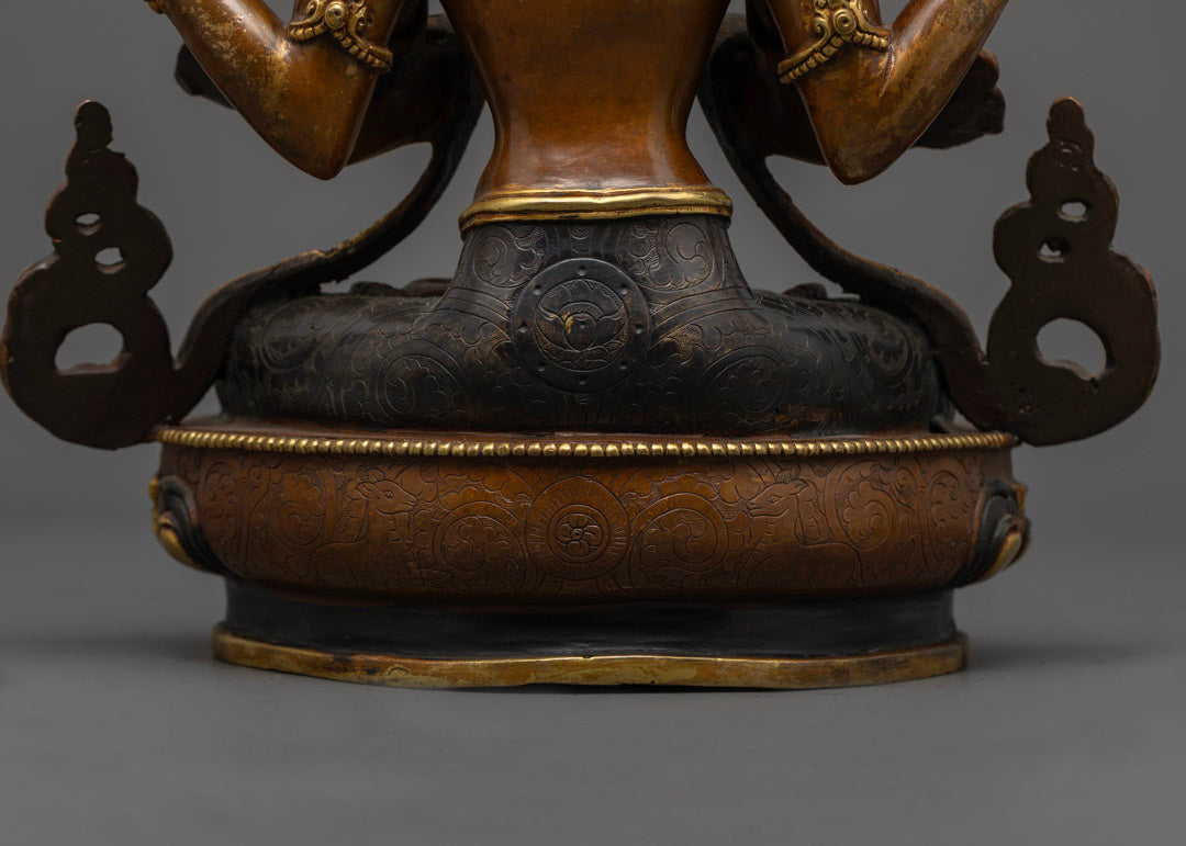 Chenrezig Bodhisattva Statue | Handcrafted Oxidized Copper Statue