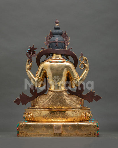 Four-Armed Chenrezig Statue | Large-Sized Tibetan Buddhist Altarpiece