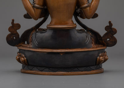 Buddhist Oxidized Lokeshvara Statue | Spiritual Decor