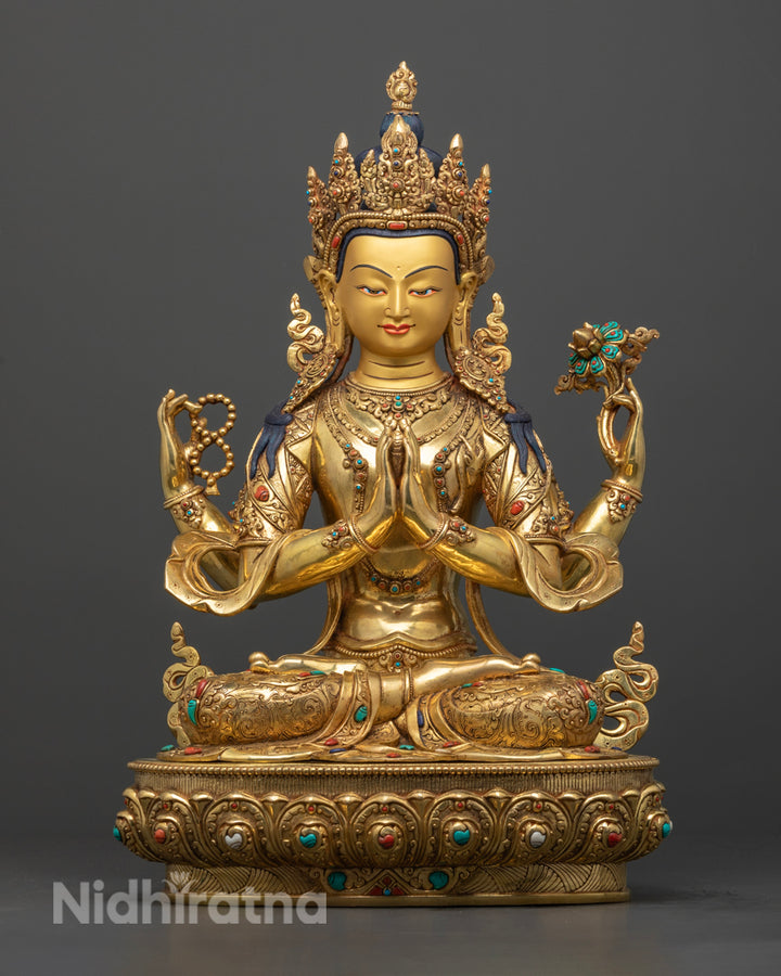 Chenrezig Bodhisattva Statue | Sacred Tibetan Sculpture