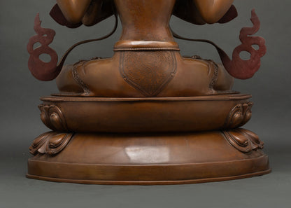 Large-Sized Chenrezig Oxidized Statue | Tibetan Buddhist Artwork