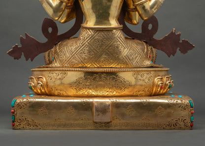 Four-Armed Chenrezig Statue | Large-Sized Tibetan Buddhist Altarpiece