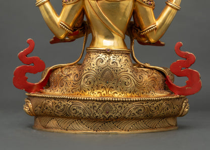 Handcrafted Chenrezig Statue | 4-Armed Avalokiteshvara Sculpture