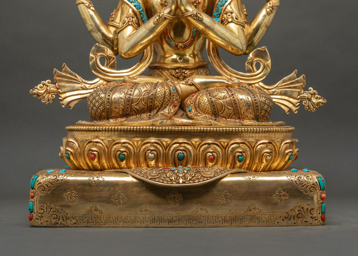 Four-Armed Chenrezig Statue | Large-Sized Tibetan Buddhist Altarpiece