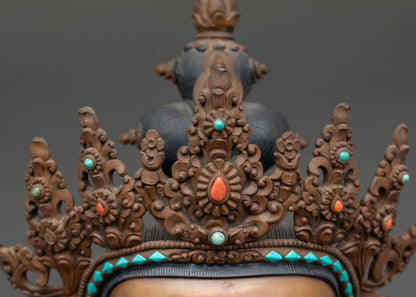 Large-Sized Chenrezig Oxidized Statue | Tibetan Buddhist Artwork