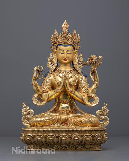 Handcrafted Chenrezig Statue | Tibetan Buddhist Deity for Sale