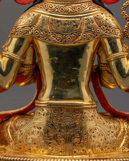 Tibetan Chenrezig Statue | Lost Wax Method 24K Gold Avalokiteshvara