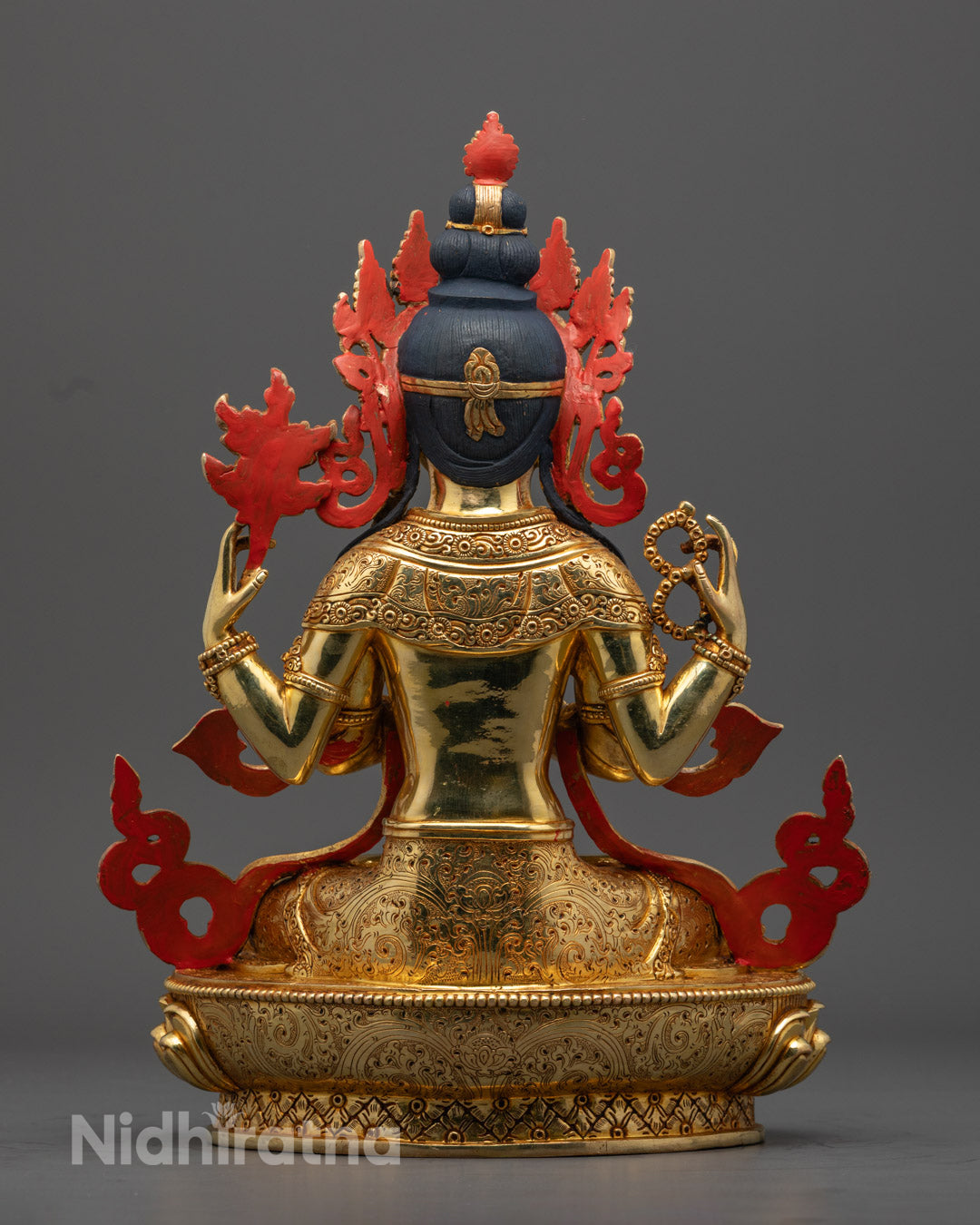 Tibetan Chenrezig Statue | Lost Wax Method 24K Gold Avalokiteshvara