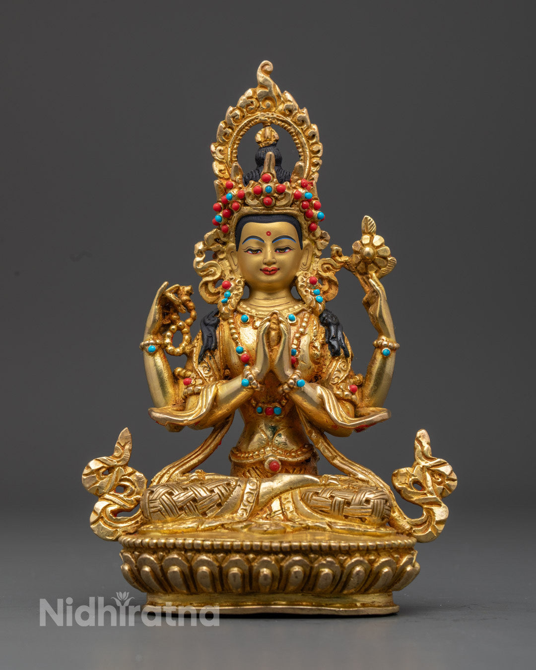 Chenrezig Statue | 24k Gold Gilded Avalokiteshvara