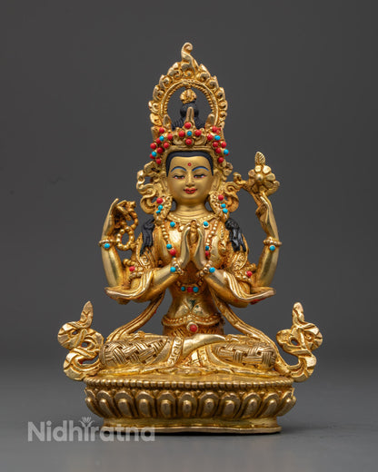 Chenrezig Statue | 24k Gold Gilded Avalokiteshvara