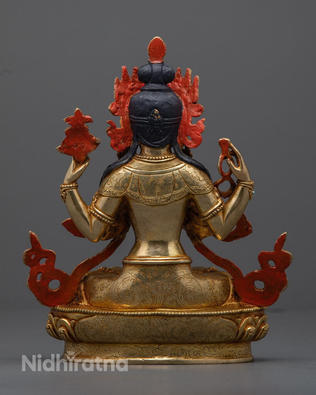 Handmade Chenrezig Statue | Traditional Nepalese Copper