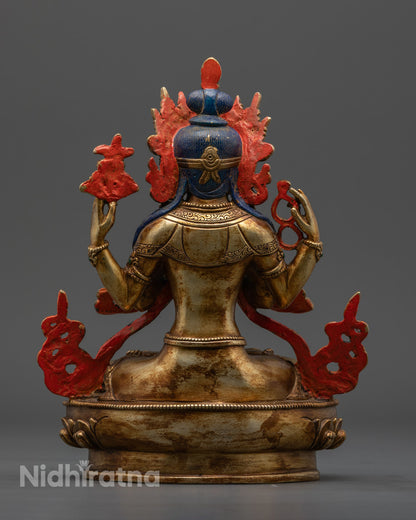 Tibetan Chenrezig Statue | Four-Armed Diety