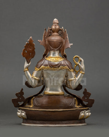 Chenrezig Bodhisattva of Compassion copper statue meditation decor