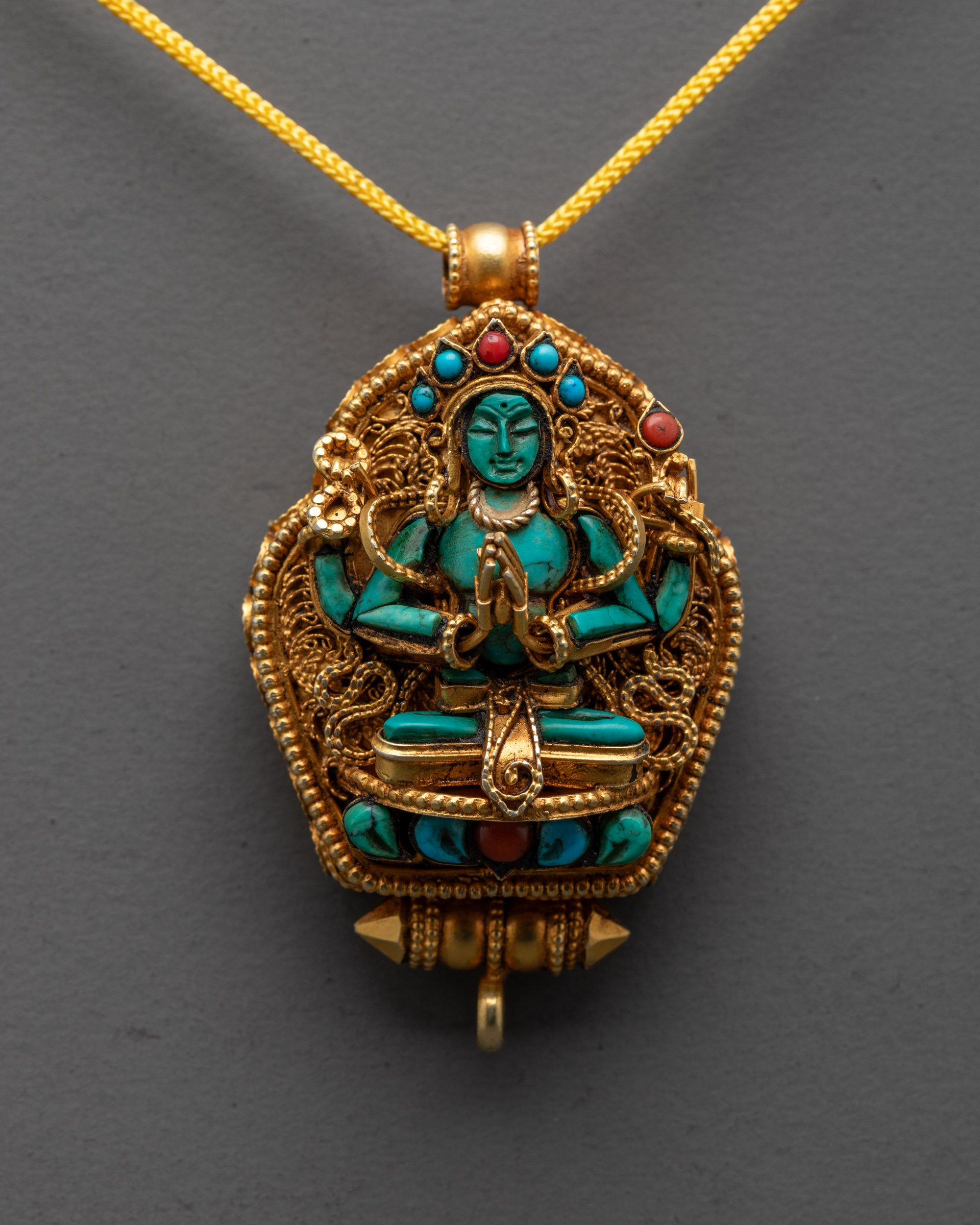 Chenrezig Buddhist Locket with Turquoise | Symbol of Infinite Compassion