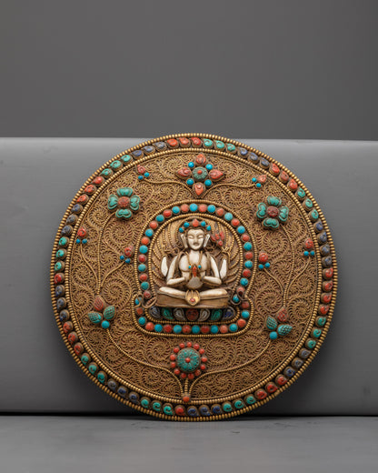 Chenrezig Deity Wall Hanging | Handmade Buddhist Art 