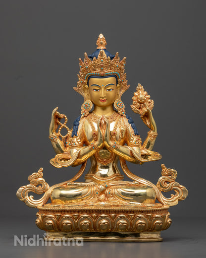 Chenrezig Sculpture | Exquisite Handcrafted Tibetan Buddhist Statue