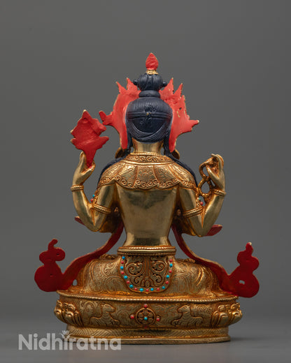 Chenrezig and Consort Statue Displaying Spiritual Grace with Premium Copper