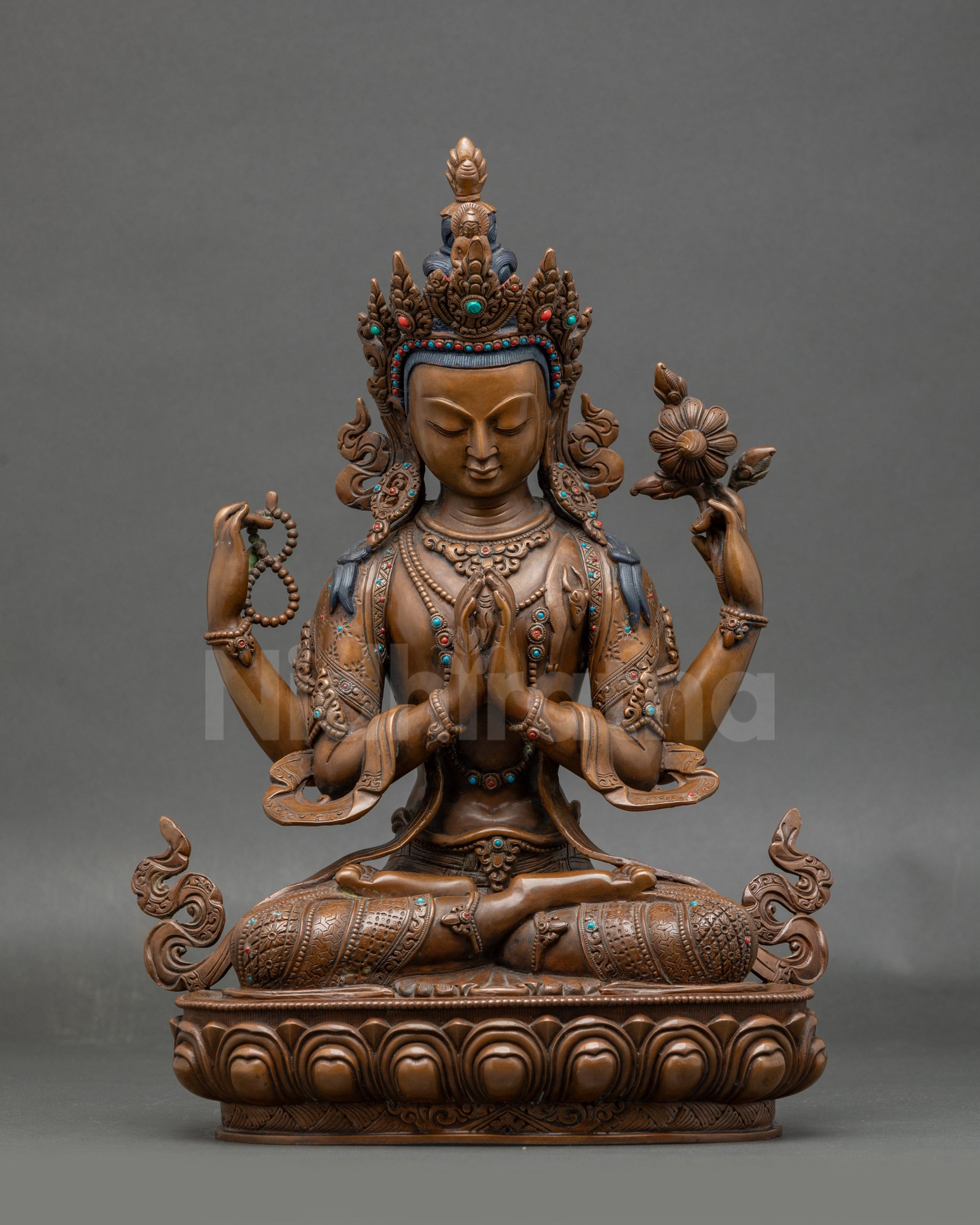 Chenrezig meditation statue seated posture spiritual home altar decor