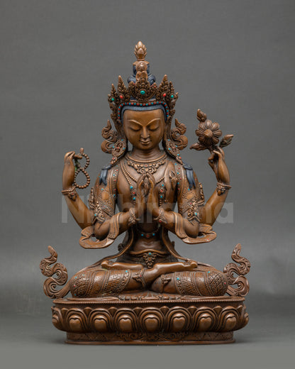 Chenrezig meditation statue seated posture spiritual home altar decor