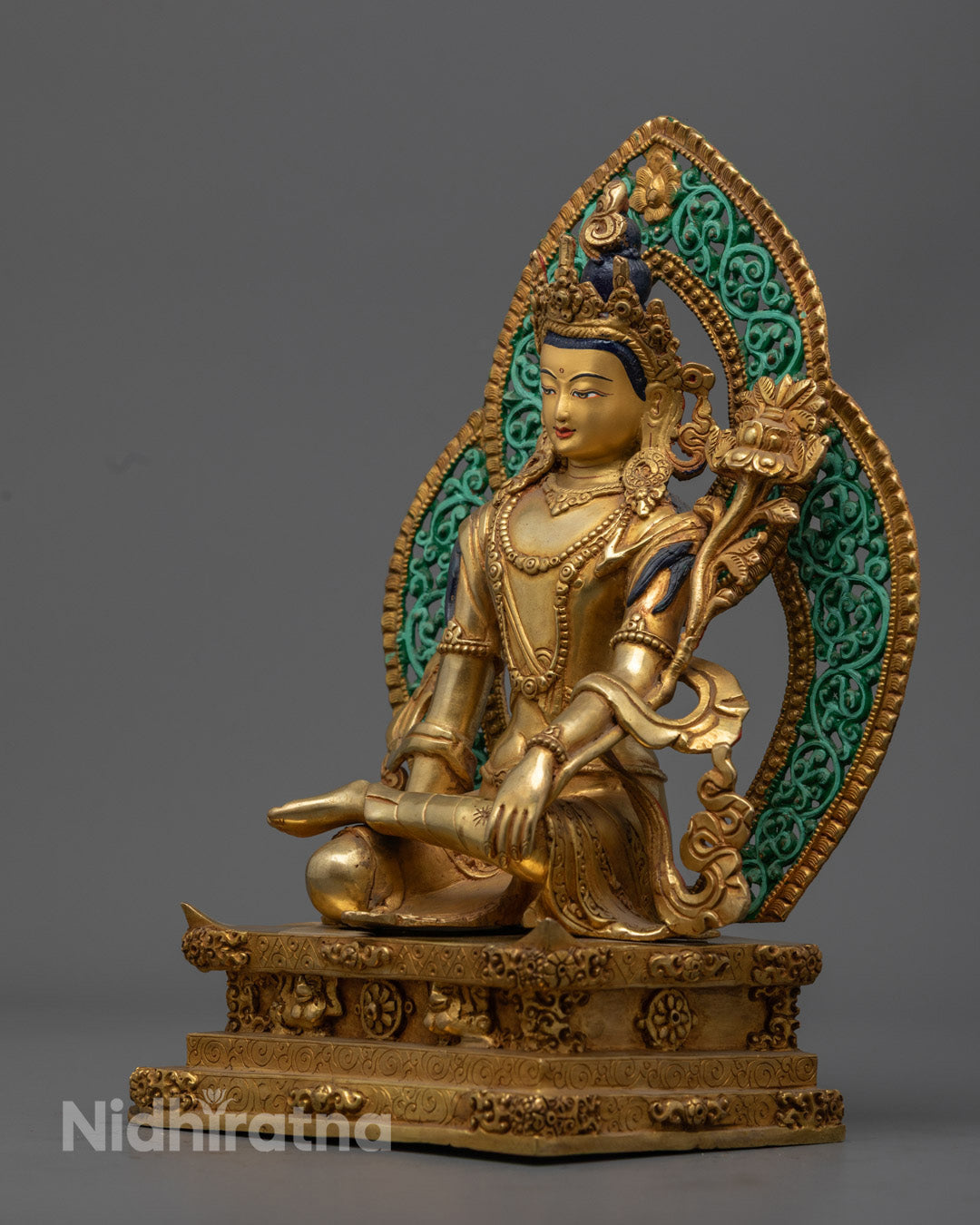 Chenrezig statue showing hollow chamber designed to hold sacred mantras for meditation and concentration