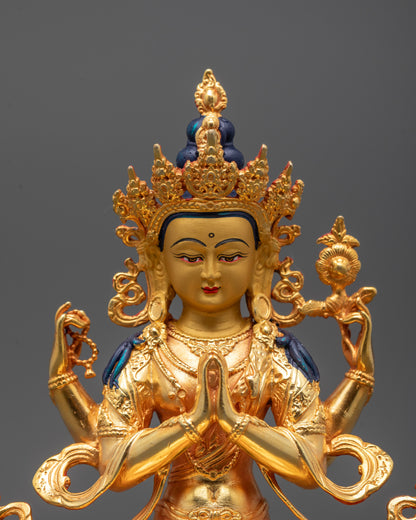 Machine-Made Chenrezig Statue | Art from Nepal
