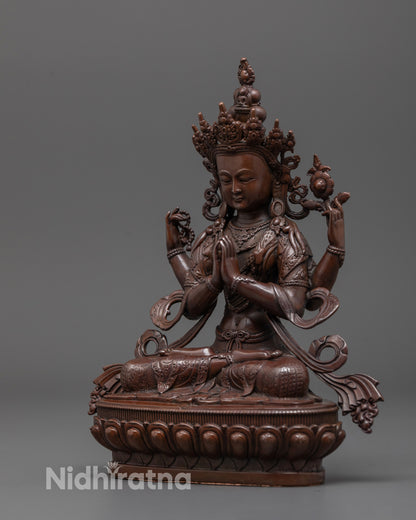 Divine Oxidized Avalokiteshvara Statue | Bodhisattva Made in Nepal