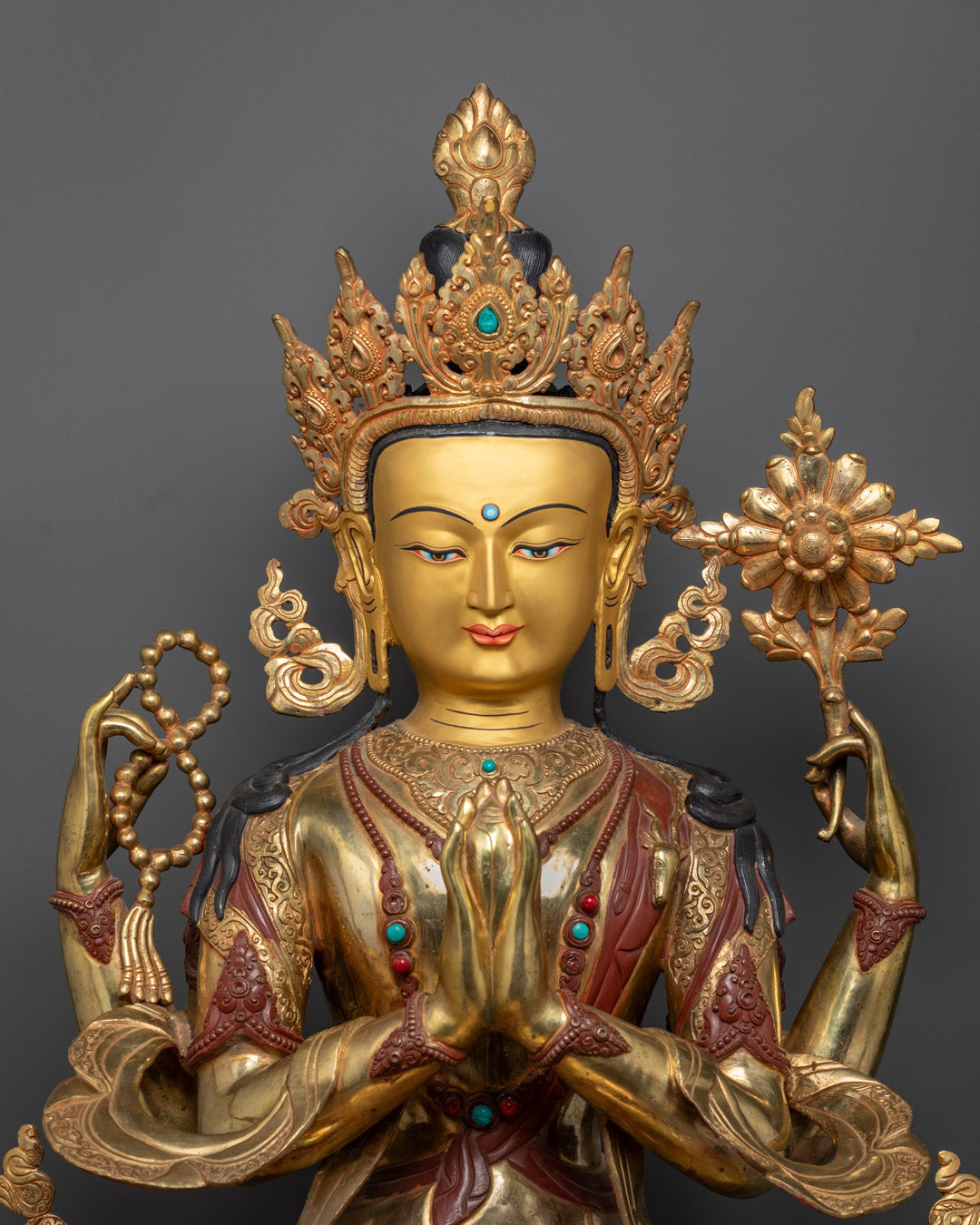 Avalokiteshvara Chenrezig Statue | Traditional Hand-Carved Tibetan Art
