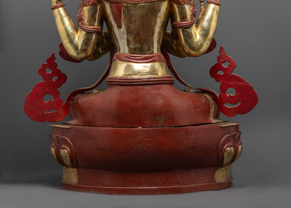 Avalokiteshvara Chenrezig Statue | Traditional Hand-Carved Tibetan Art