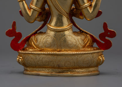 Four-Armed Chenrezig Statue | Artisan Carved Buddhist Protector