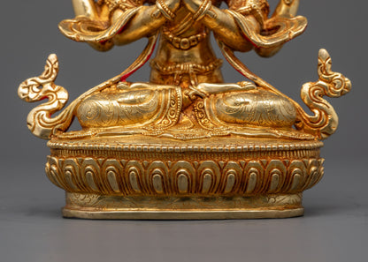 Four-Armed Chenrezig Statue | Artisan Carved Buddhist Protector