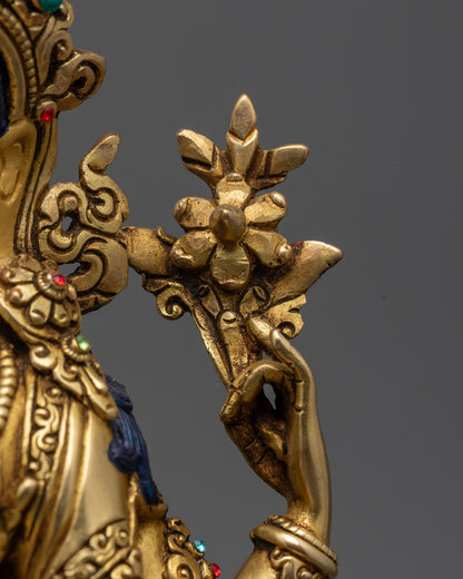 Tibetan Chenrezig Statue | Hand-Carved 24K Gold Avalokiteshvara