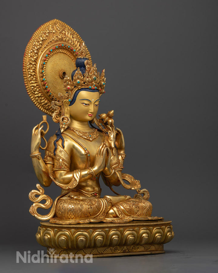 Four Armed Chenrezig Avalokiteshvara Statue |  Hand-made Buddhist Sculpture